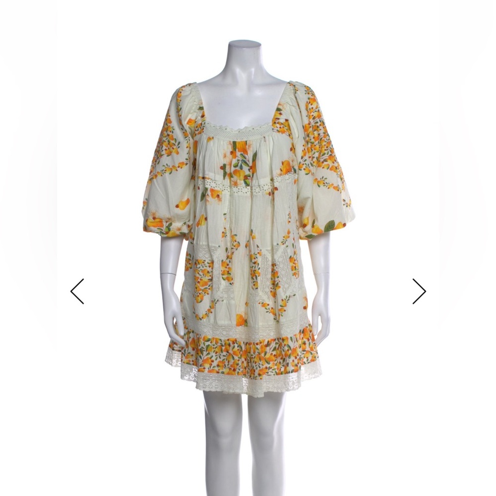 FARM Rio Floral Mini Dress - Cream and Orange